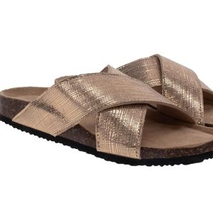 Western Chief Women's Metallic Cross Sandals New in box